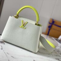 Louis Vuitton LV Women Capucines BB Handbag Snow White Cedrat Santorin Taurillon Leather (12)