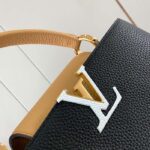 Louis Vuitton LV Women Capucines MM Handbag Black Beige Red Taurillon Leather – Image 11