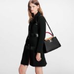 Louis Vuitton LV Women Capucines MM Handbag Black Beige Red Taurillon Leather – Image 15