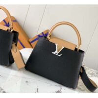 Louis Vuitton LV Women Capucines MM Handbag Black Beige Red Taurillon Leather (8)