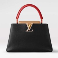 Louis Vuitton LV Women Capucines MM Handbag Black Beige Red Taurillon Leather (8)