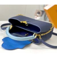 Louis Vuitton LV Women Capucines MM Handbag Navy Blue Taurillon Leather (9)