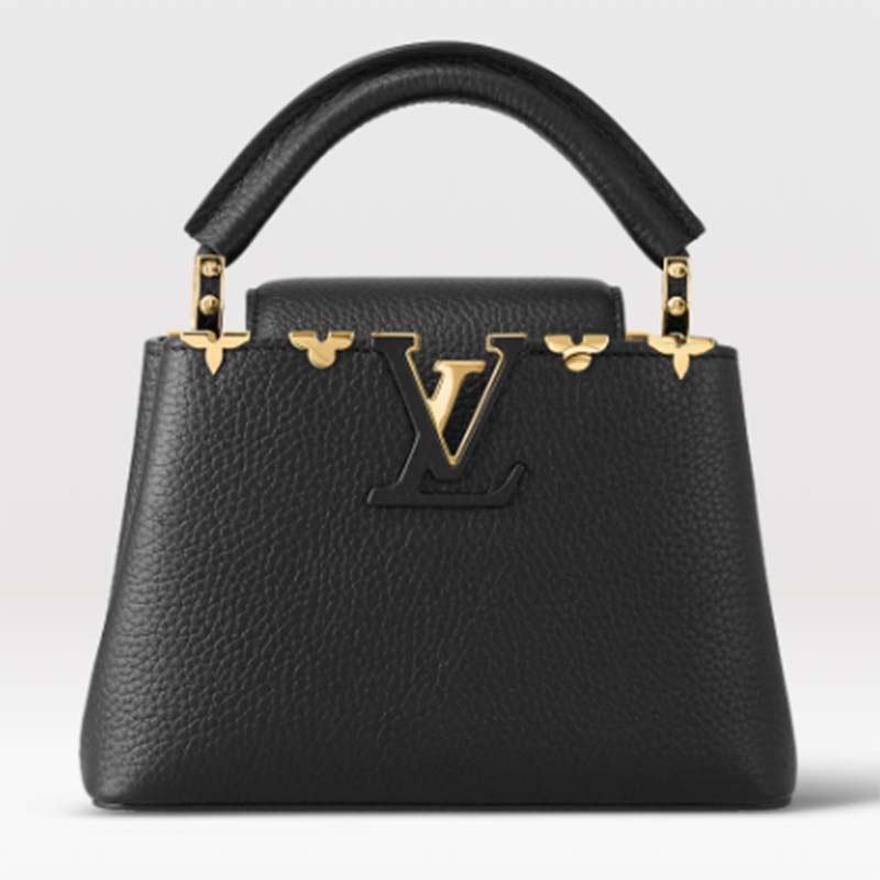 Louis Vuitton LV Women Capucines Mini Handbag Black Taurillon Leather