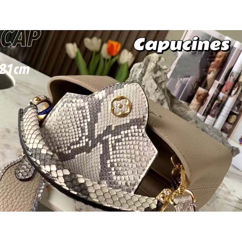Capucines python handbag Louis Vuitton Grey in Python - 31106805