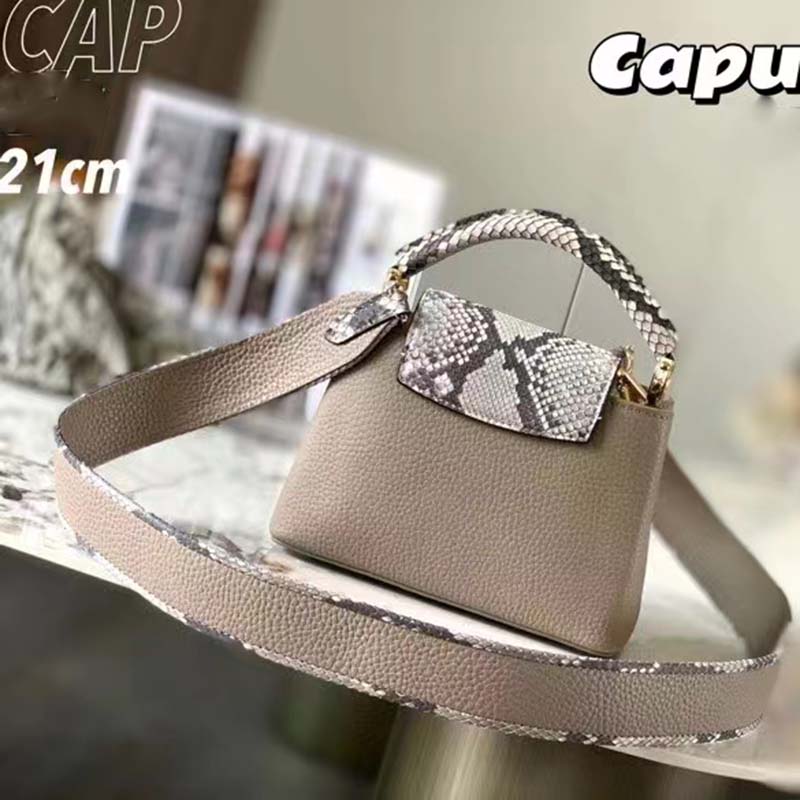 Capucines Mini Bag Luxury Handbag - Grey - Leather & Python - Women - Louis  Vuitton® in 2023