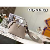 Louis Vuitton LV Women Capucines Mini Handbag Galet Gray Taurillon Python Leather (9)