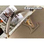 Louis Vuitton LV Women Capucines Mini Handbag Galet Gray Taurillon Python Leather - Imagen 7