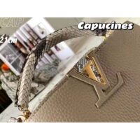 Louis Vuitton LV Women Capucines Mini Handbag Galet Gray Taurillon Python Leather (9)