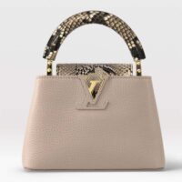 Louis Vuitton LV Women Capucines Mini Handbag Galet Gray Taurillon Python Leather (9)