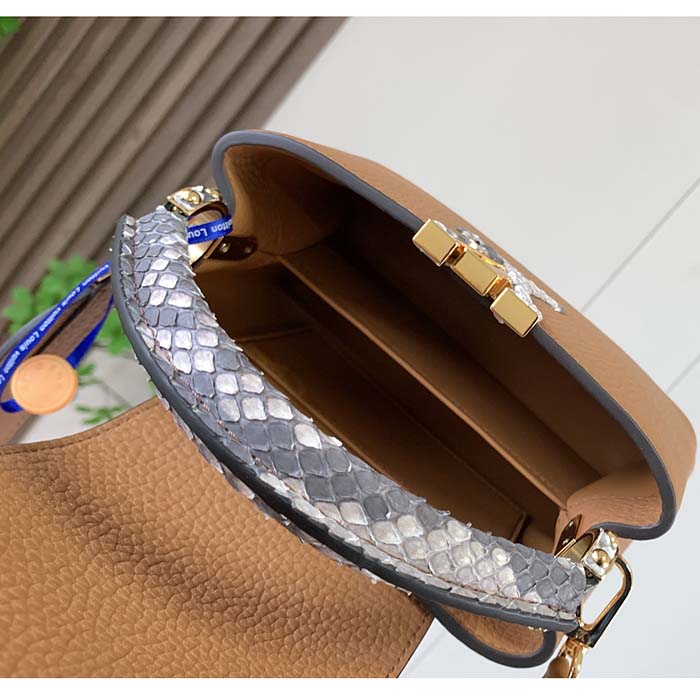 Louis Vuitton Snakeskin-Trim Taurillon Capucines Mini - Yellow Handle Bags,  Handbags - LOU769731
