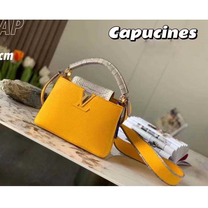 Louis Vuitton Capucines Mini in yellow alligator Exotic leather ref.847622  - Joli Closet