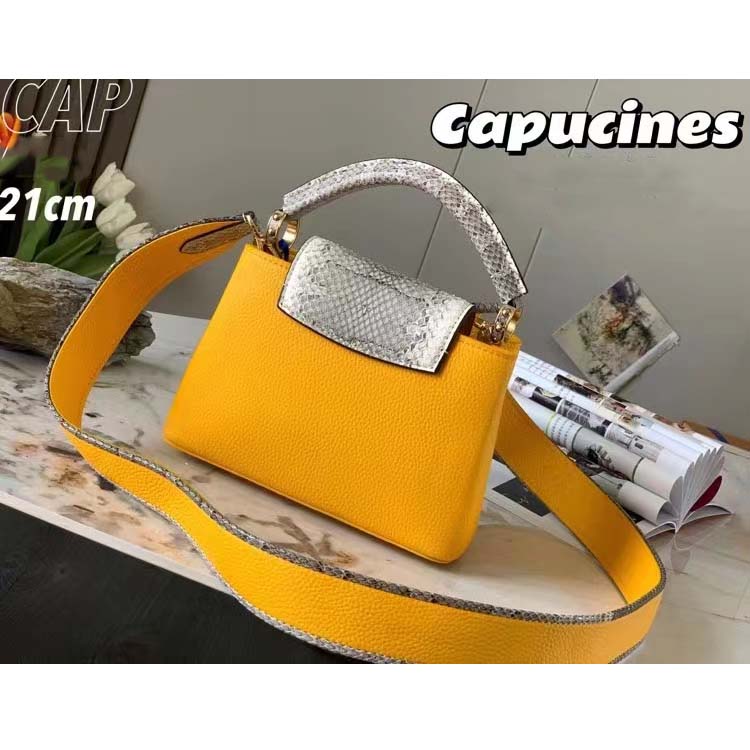 Capucines leather handbag Louis Vuitton Yellow in Leather - 33904823