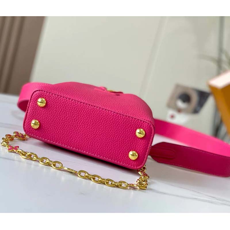 Louis Vuitton LV Women Capucines Mini Handbag Rose Pink Taurillon