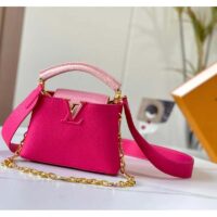 Louis Vuitton LV Women Capucines Mini Handbag Rose Pink Taurillon Leather (8)