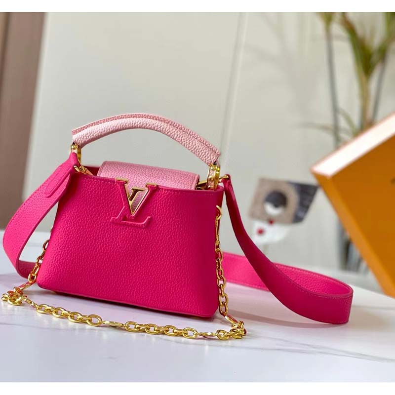 Louis Vuitton Louis Vuitton Capucines Mini Pink/yellow M55987 Women's 13842  Taurillon Leather Auction