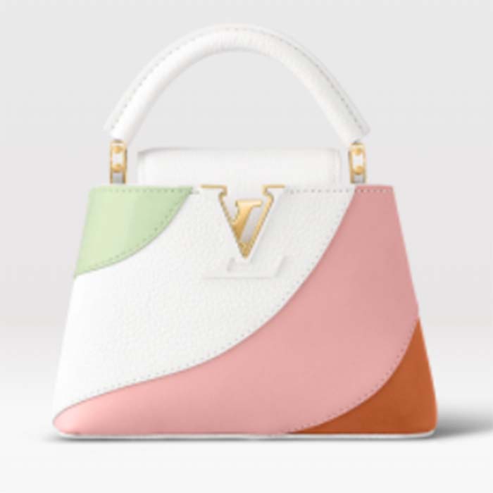 LOUIS VUITTON Taurillon Monogram Tile Capucines Mini Dragonfruit Ballet Pink  1300948