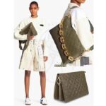Louis Vuitton LV Women Coussin MM Handbag Khaki Monogram Embossed Puffy Lambskin - Image 14