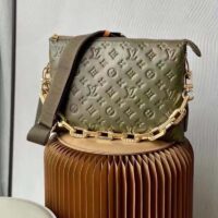 Louis Vuitton LV Women Coussin MM Handbag Khaki Monogram Embossed Puffy Lambskin (2)