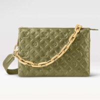 Louis Vuitton LV Women Coussin MM Handbag Khaki Monogram Embossed Puffy Lambskin (2)