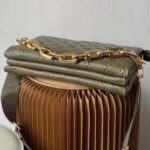 Louis Vuitton LV Women Coussin MM Handbag Khaki Monogram Embossed Puffy Lambskin - Image 5