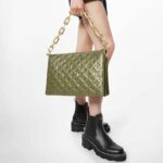 Louis Vuitton LV Women Coussin MM Handbag Khaki Monogram Embossed Puffy Lambskin - Image 13