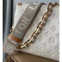 Louis Vuitton LV Women Coussin PM Handbag Cream Monogram-Embossed Puffy Lambskin Calfskin (6)