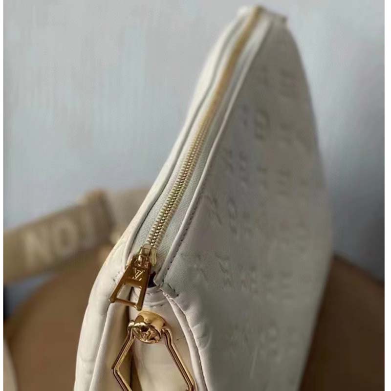 Louis Vuitton LV Women Coussin PM Handbag Cream Monogram-Embossed Puffy Lambskin Calfskin (5)