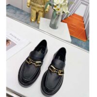 Louis Vuitton LV Women Loafer Black Glazed Calf Leather Blake Construction Monogram Flowers (8)