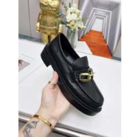 Louis Vuitton LV Women Loafer Black Glazed Calf Leather Blake Construction Monogram Flowers (8)