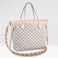 Louis Vuitton LV Women Neverfull MM Tote Bag Damier Azur Coated Canvas (7)