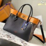 Louis Vuitton LV Women On My Side MM Tote Bag Black Twist Calfskin Monogram Coated Canvas - Image 2