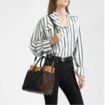 Louis Vuitton LV Women On My Side MM Tote Bag Black Twist Calfskin Monogram Coated Canvas - Image 11