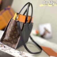 Louis Vuitton LV Women On My Side MM Tote Bag Black Twist Calfskin Monogram Coated Canvas (5)