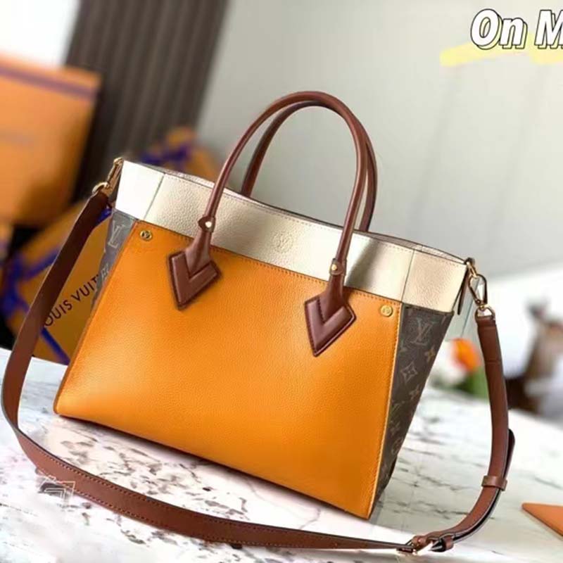 Louis Vuitton LV On My side MM tote bag Cognac Leather ref.649879