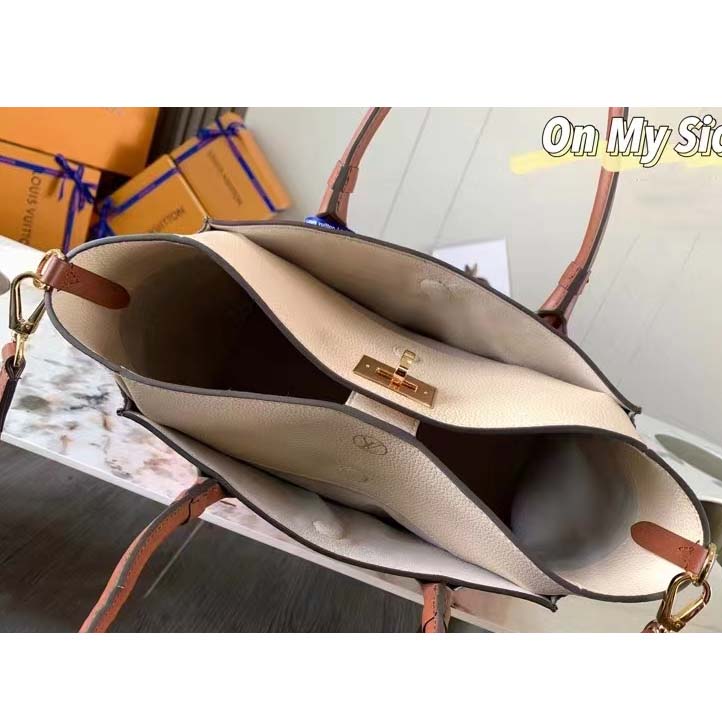 Louis Vuitton On My Side Tote Leather with Monogram Canvas at 1stDibs  on  my side louis vuitton, louis vuitton on my side tote bag, cabas on my side  louis vuitton