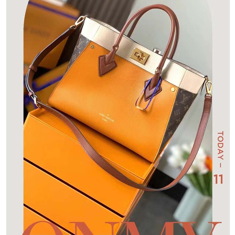 Louis Vuitton LV On My side MM tote bag Cognac Leather ref.649879 - Joli  Closet