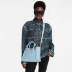 Louis Vuitton LV Women On My Side PM Handbag Bleu Nuage Blue Perforated Calf Leather - Image 11