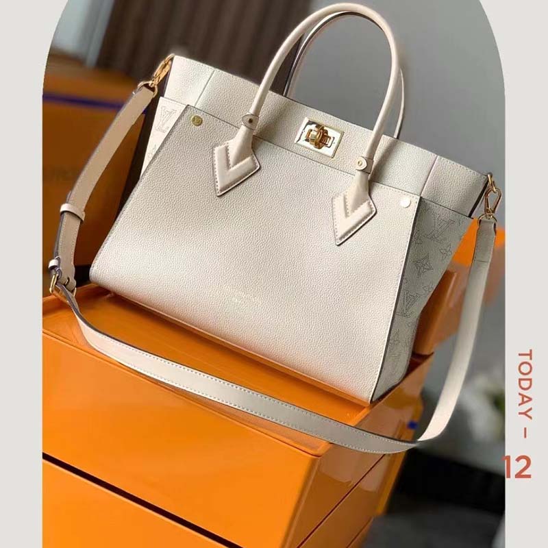 Louis Vuitton LV Women On My Side PM Tote Bag Beige Perforated Calf Leather  - LULUX