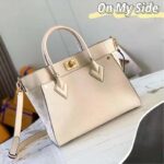 Louis Vuitton LV Women On My Side PM Tote Bag Beige Perforated Calf Leather - Image 3