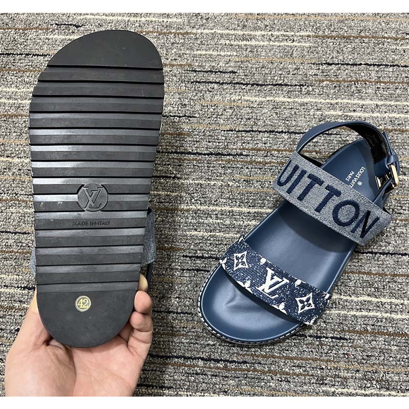 Louis Vuitton Women's Paseo Flat Comfort Sandals Monogram Denim