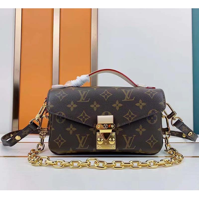 LOUIS VUITTON POCHETTE METIS EAST WEST MONOGRAM CANVAS LEATHER CHAIN BAG  MINT