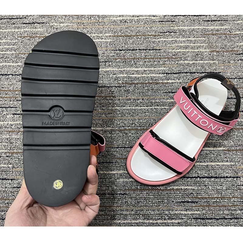 Louis Vuitton LV Women Pool Pillow Flat Comfort Sandal Pink Calf Leather Circle Rubber
