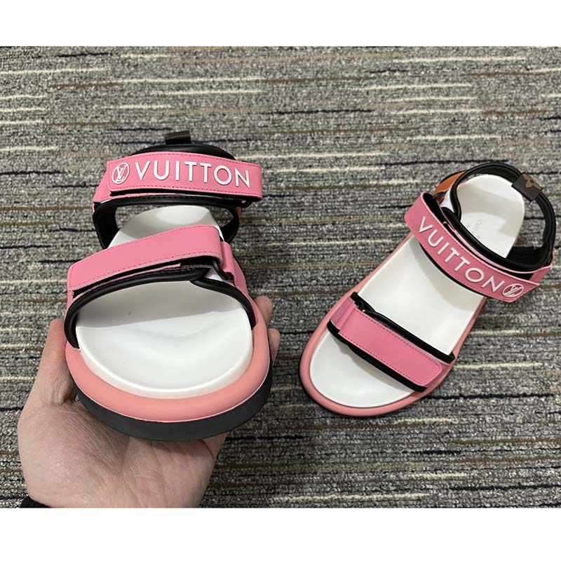 Louis Vuitton LV Women Pool Pillow Flat Comfort Sandal Pink Calf Leather Circle Rubber