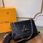 Louis Vuitton LV Women Twist MM Chain Bag Black Epi Grained Cowhide Leather - Imagen 4