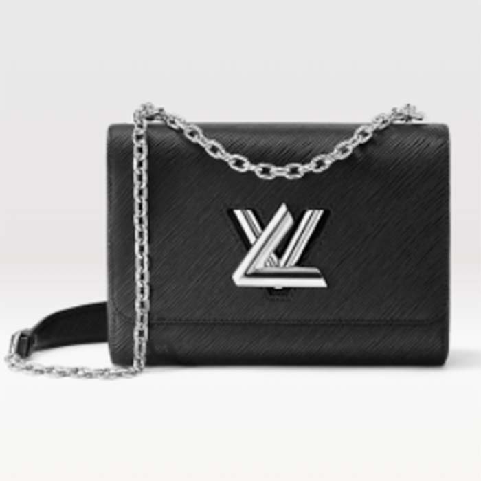 Louis Vuitton LV Women Twist MM Chain Bag Black Epi Grained Cowhide Leather