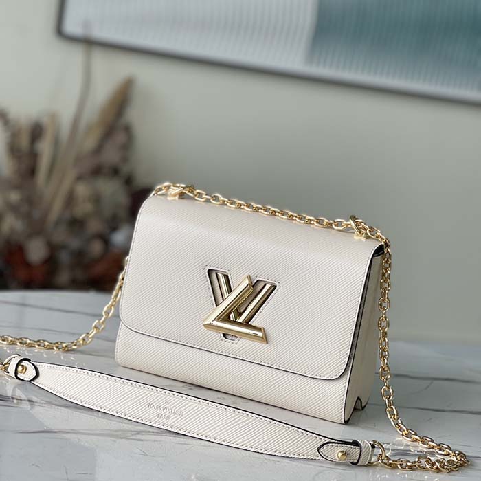 LOUIS VUITTON Twist MM Crossbody Bag White M55513 Epi Chain