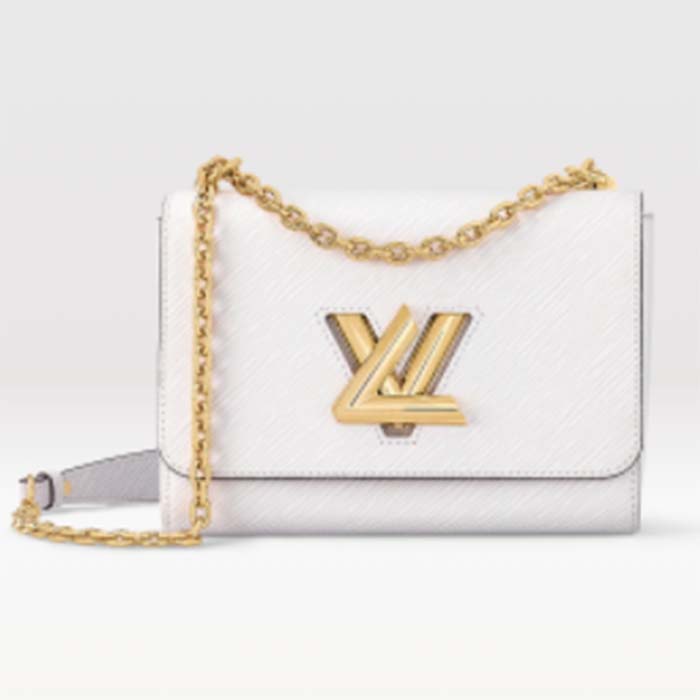 Louis Vuitton LV Women Twist MM Chain Bag White Epi Grained Cowhide Leather