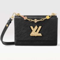 Louis Vuitton LV Women Twist MM Handbag Black Epi Grained Leather (6)