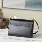 Louis Vuitton LV Women Twist MM Handbag Black Epi Grained Leather Monogram Flower - Image 3