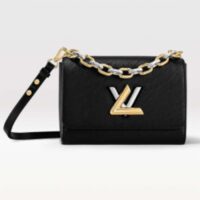 Louis Vuitton LV Women Twist MM Handbag Black Epi Grained Smooth Cowhide Leather (1)